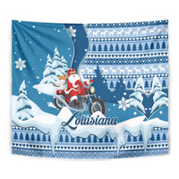 Custom Louisiana Christmas Tapestry Santa Claus Riding Motorcycle With Pelican - Wonder Print Shop