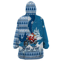 Custom Louisiana Christmas Wearable Blanket Hoodie Santa Claus Riding Motorcycle With Pelican - Wonder Print Shop