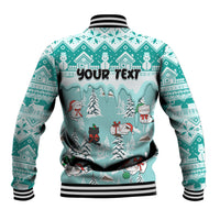 Custom Cat Christmas Baseball Jacket Cat With Snowman In Winter Scene - Wonder Print Shop
