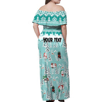 Custom Cat Christmas Family Matching Off Shoulder Maxi Dress and Hawaiian Shirt Cat With Snowman In Winter Scene - Wonder Print Shop