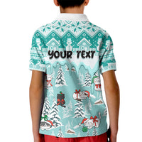 Custom Cat Christmas Kid Polo Shirt Cat With Snowman In Winter Scene - Wonder Print Shop
