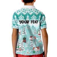 Custom Cat Christmas Kid Polo Shirt Cat With Snowman In Winter Scene - Wonder Print Shop