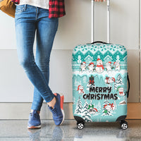 Custom Cat Christmas Luggage Cover Cat With Snowman In Winter Scene - Wonder Print Shop
