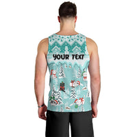Custom Cat Christmas Men Tank Top Cat With Snowman In Winter Scene - Wonder Print Shop