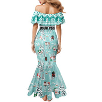 Custom Cat Christmas Mermaid Dress Cat With Snowman In Winter Scene - Wonder Print Shop