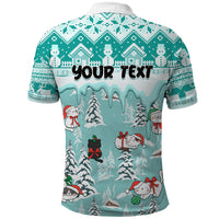 Custom Cat Christmas Polo Shirt Cat With Snowman In Winter Scene - Wonder Print Shop