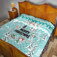 Custom Cat Christmas Quilt Cat With Snowman In Winter Scene - Wonder Print Shop