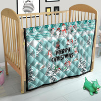 Custom Cat Christmas Quilt Cat With Snowman In Winter Scene - Wonder Print Shop