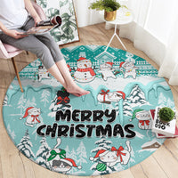 custom-cat-christmas-round-carpet-cat-with-snowman-in-winter-scene