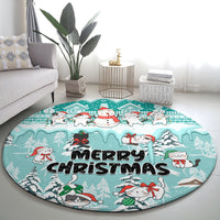custom-cat-christmas-round-carpet-cat-with-snowman-in-winter-scene