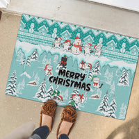 Custom Cat Christmas Rubber Doormat Cat With Snowman In Winter Scene - Wonder Print Shop