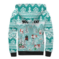 Custom Cat Christmas Sherpa Hoodie Cat With Snowman In Winter Scene - Wonder Print Shop