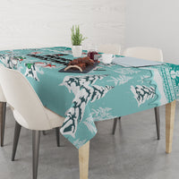 Custom Cat Christmas Tablecloth Cat With Snowman In Winter Scene - Wonder Print Shop