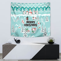 Custom Cat Christmas Tapestry Cat With Snowman In Winter Scene - Wonder Print Shop