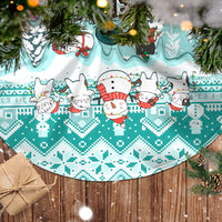 Cat Christmas Tree Skirt Cat With Snowman In Winter Scene - Wonder Print Shop