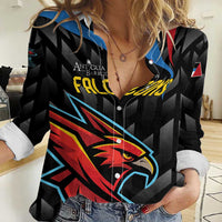 Custom Antigua and Barbuda Cricket Women Casual Shirt Falcons Flying High - Wonder Print Shop