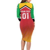Custom Guyana Cricket Amazon Warriors Long Sleeve Bodycon Dress All The Way Champions - Wonder Print Shop