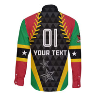 Custom Saint Kitts and Nevis Cricket Patriots Long Sleeve Button Shirt St Kitts Nevis in Our Blood - Wonder Print Shop