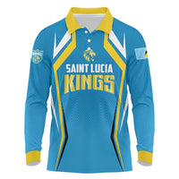 Custom Saint Lucia Cricket Long Sleeve Polo Shirt St Lucia Stars Champions 2024 - Wonder Print Shop