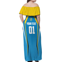 Custom Saint Lucia Cricket Off Shoulder Maxi Dress St Lucia Stars Champions 2024 - Wonder Print Shop