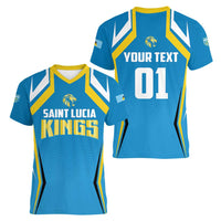 Custom Saint Lucia Cricket Women V-Neck T-Shirt St Lucia Stars Champions 2024 - Wonder Print Shop
