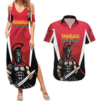 Custom Trinidad and Tobago Cricket Knight Riders Couples Matching Summer Maxi Dress and Hawaiian Shirt Trinbago Wave The Red - Wonder Print Shop