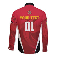 Custom Trinidad and Tobago Cricket Knight Riders Long Sleeve Button Shirt Trinbago Wave The Red - Wonder Print Shop