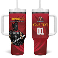 Custom Trinidad and Tobago Cricket Knight Riders Tumbler With Handle Trinbago Wave The Red - Wonder Print Shop