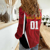 Custom Trinidad and Tobago Cricket Knight Riders Women Casual Shirt Trinbago Wave The Red - Wonder Print Shop