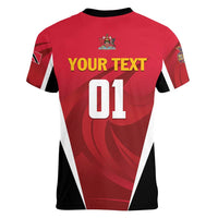 Custom Trinidad and Tobago Cricket Knight Riders Women V-Neck T-Shirt Trinbago Wave The Red - Wonder Print Shop