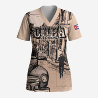 Personalized Cuba Havana Scrub Top Libre Car Retro Style - Wonder Print Shop