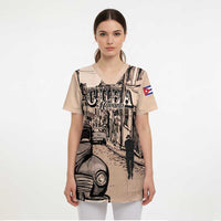 Personalized Cuba Havana Scrub Top Libre Car Retro Style - Wonder Print Shop