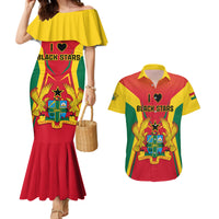 Ghana Football Couples Matching Mermaid Dress and Hawaiian Shirt I Love Black Stars - Wonder Print Shop