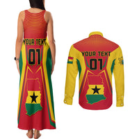 Ghana Football Couples Matching Tank Maxi Dress and Long Sleeve Button Shirt I Love Black Stars - Wonder Print Shop