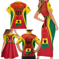Ghana Football Family Matching Short Sleeve Bodycon Dress and Hawaiian Shirt I Love Black Stars - Wonder Print Shop
