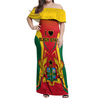 Ghana Football Off Shoulder Maxi Dress I Love Black Stars - Wonder Print Shop