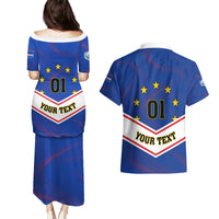 Cape Verde Football Couples Matching Puletasi and Hawaiian Shirt Come On Tubaroes Azuis - Wonder Print Shop