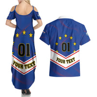 Cape Verde Football Couples Matching Summer Maxi Dress and Hawaiian Shirt Come On Tubaroes Azuis - Wonder Print Shop