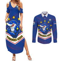 Cape Verde Football Couples Matching Summer Maxi Dress and Long Sleeve Button Shirt Come On Tubaroes Azuis - Wonder Print Shop