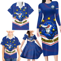 Cape Verde Football Family Matching Long Sleeve Bodycon Dress and Hawaiian Shirt Come On Tubaroes Azuis - Wonder Print Shop