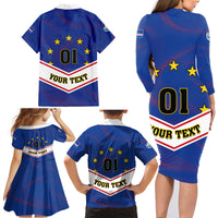 Cape Verde Football Family Matching Long Sleeve Bodycon Dress and Hawaiian Shirt Come On Tubaroes Azuis - Wonder Print Shop