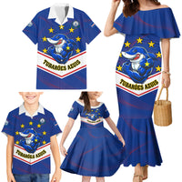 Cape Verde Football Family Matching Mermaid Dress and Hawaiian Shirt Come On Tubaroes Azuis - Wonder Print Shop