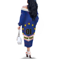 Cape Verde Football Family Matching Off Shoulder Long Sleeve Dress and Hawaiian Shirt Come On Tubaroes Azuis - Wonder Print Shop