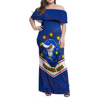 Cape Verde Football Family Matching Off Shoulder Maxi Dress and Hawaiian Shirt Come On Tubaroes Azuis - Wonder Print Shop