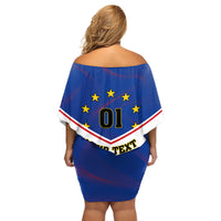 Cape Verde Football Family Matching Off Shoulder Short Dress and Hawaiian Shirt Come On Tubaroes Azuis - Wonder Print Shop