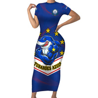 Cape Verde Football Short Sleeve Bodycon Dress Come On Tubaroes Azuis - Wonder Print Shop