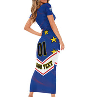 Cape Verde Football Short Sleeve Bodycon Dress Come On Tubaroes Azuis - Wonder Print Shop