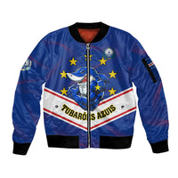 Cape Verde Football Sleeve Zip Bomber Jacket Come On Tubaroes Azuis - Wonder Print Shop