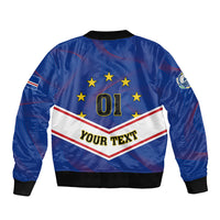 Cape Verde Football Sleeve Zip Bomber Jacket Come On Tubaroes Azuis - Wonder Print Shop