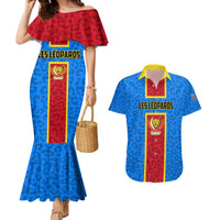 DR Congo Football Couples Matching Mermaid Dress and Hawaiian Shirt Go Les Leopards - Wonder Print Shop